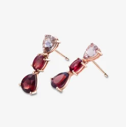 Pendientes Durán con morganita, zafiro rosa y granate