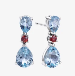Pendientes Durán con un brillante, granate paraiba y topacios