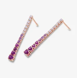Pendientes Riviere Durán con diamantesy zafiro rosa