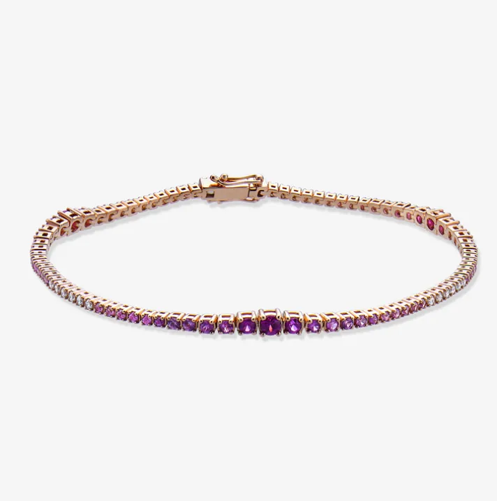 Pulsera Riviere Durán con diamantes y zafiro rosa
