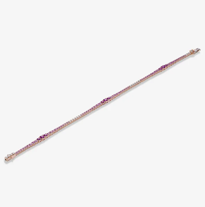 Pulsera Riviere Durán con diamantes y zafiro rosa
